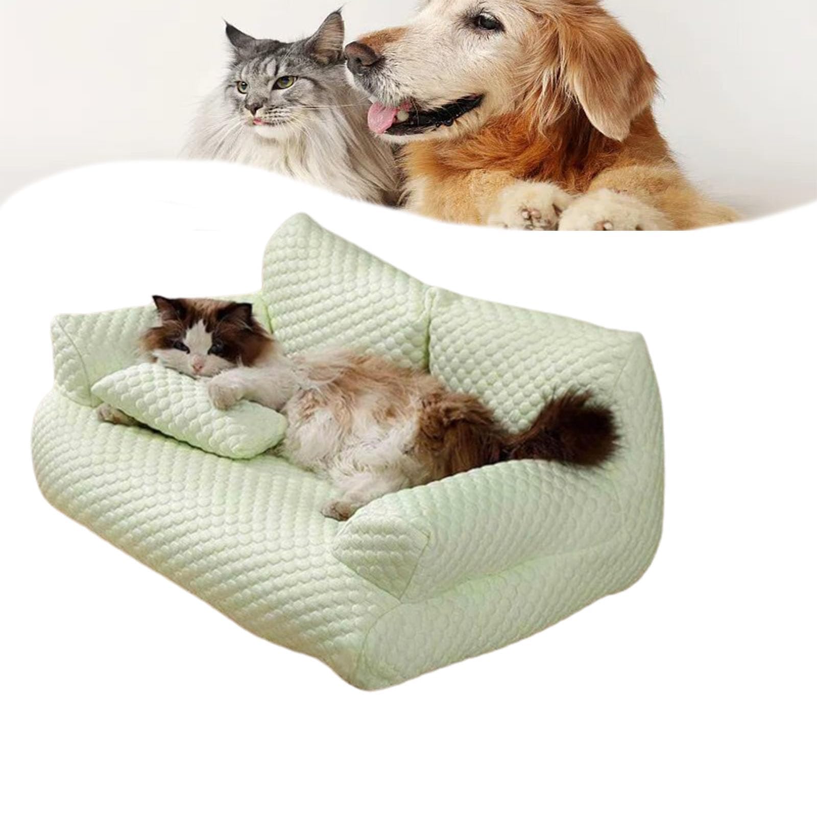 Ice Silk Cooling Pet Bed Breathable Washable Dog Sofa Bed,Dog Cooling Bed Summer Sleeping Cool Ice Silk Bed,For Dogs & Cats Breathable Washable Pet Beds with Non-Slip Bottom (Green, XXL)