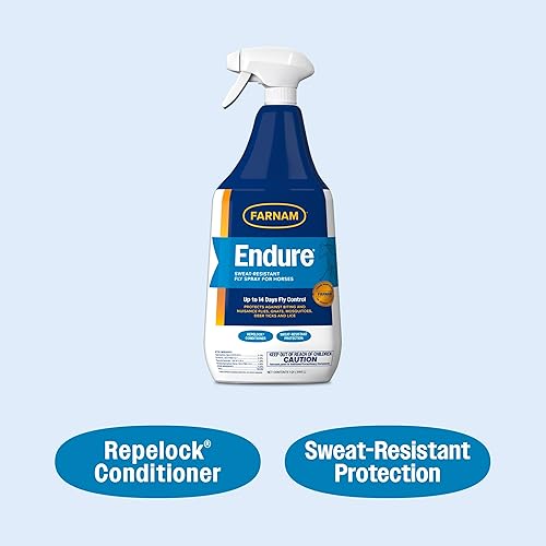 Miniatura 3 de Farnam Endure Aerosol repelente de moscas resistente al sudor para caballos, dura hasta 14 días, protege contra moscas, mosquitos, garrapatas