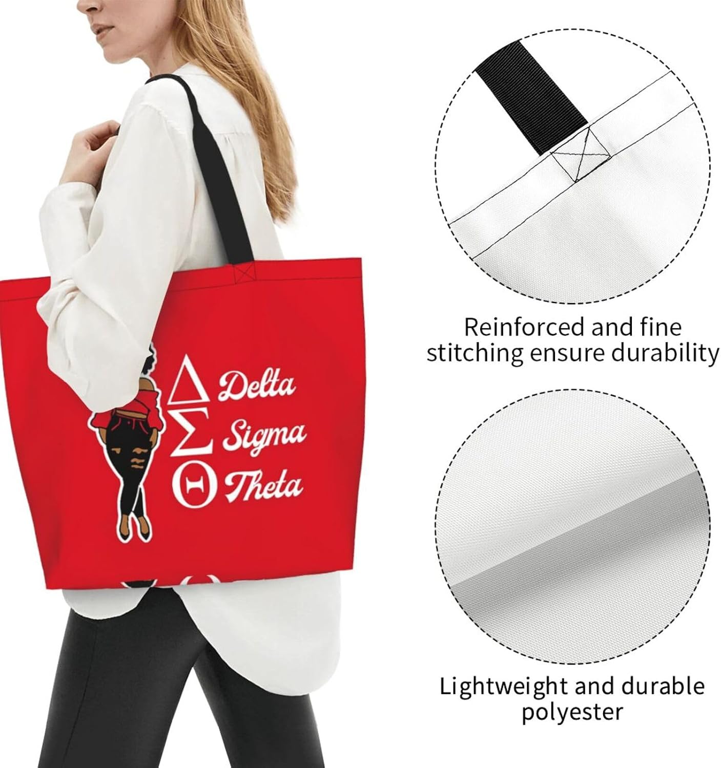 Delta Sigma Theta Sorority Aka Paraphernalia Tote Bag Beach Bags Reusable Grocery Shopping Tote for Women image 4