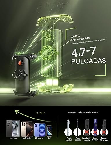 Miniatura 2 de LISEN Soporte para teléfono de bicicleta, soporte de teléfono para motocicleta doble bloqueo Soporte de teléfono de bicicleta Manillar abrazadera de