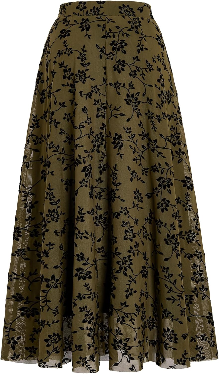 Verdusa Women's Long Maxi Skirts Y2k Gothic Flowy Ruffle Skirt Boho Floral Print Mesh Going Out Outfits - Image 3