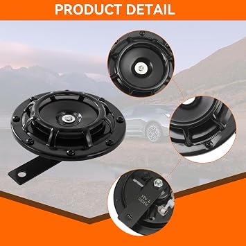 GAMPRO Eletric Car Horn Kit 12V 135db Super Loud High Tone and Low Tone Metal Twin Horn Kit with Bracket for Cars Trucks SUVs RVs Vans Motorcycles Off road Boats(Black)