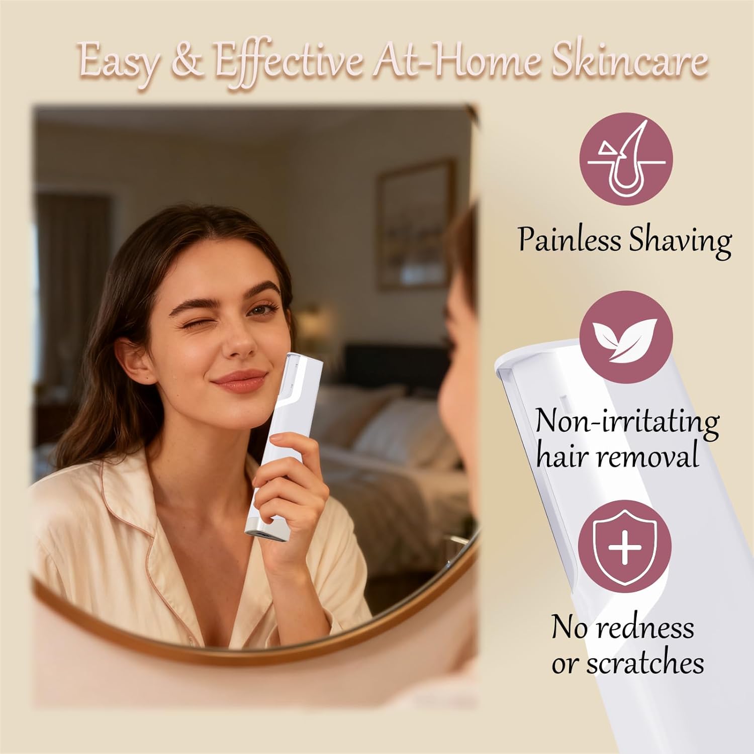 Electric Dermaplane Razor for Women Face - Rechargeable Dermaplane Razor & flawless Facial Hair Remover - Painless Peach Fuzz Trimmer with LED Light, 5 Replacement Blades, Exfoliating Face Shaver