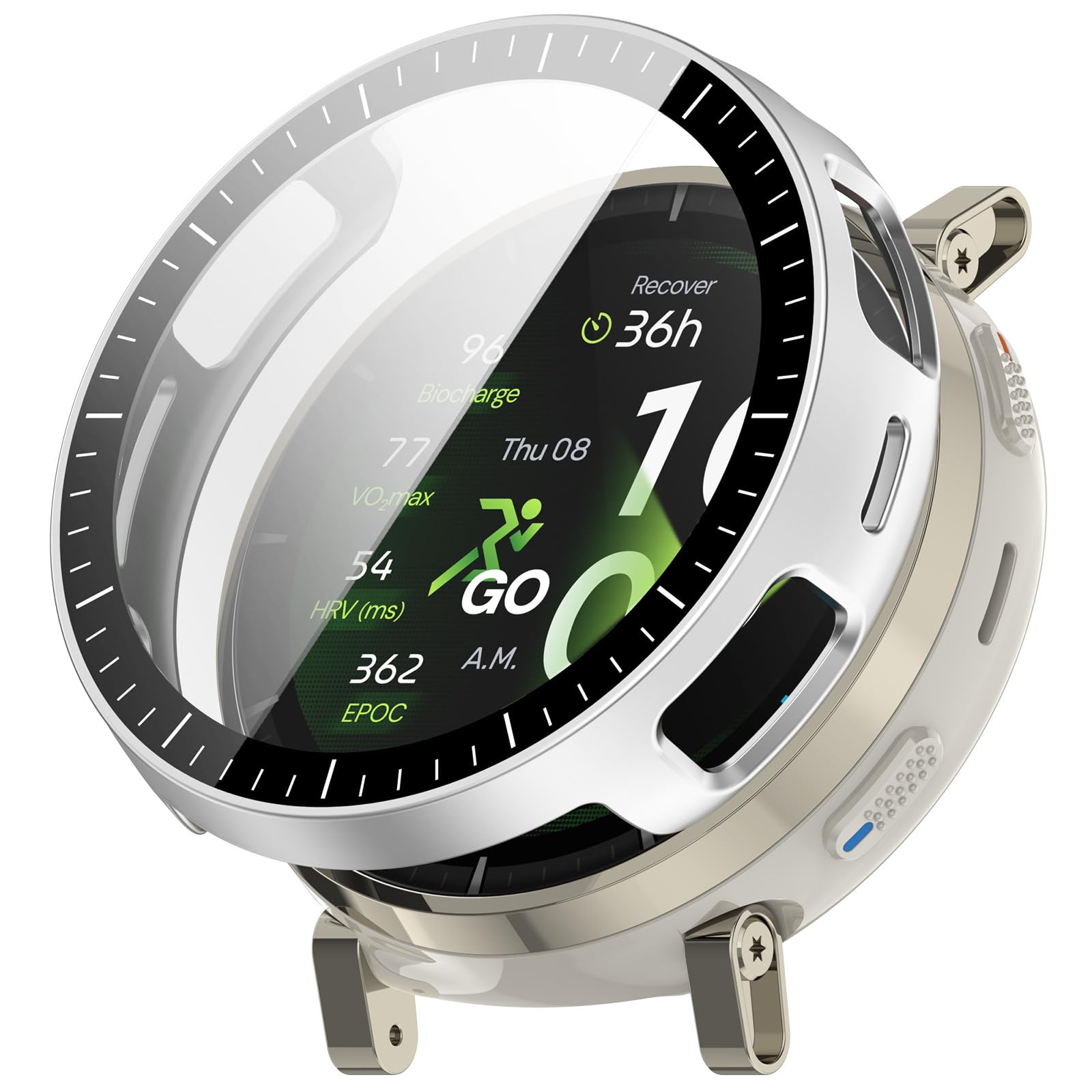 for Huami Amazfit Active 3 Premium Case Hard PC Watch Protective Cover with Tempered Glass Film - Matte Silver-image-22