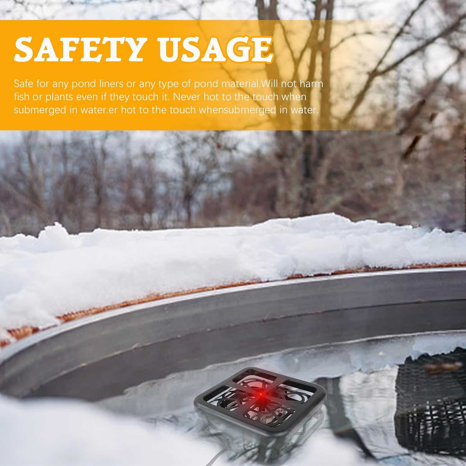 1000Watts Floating Thermostatic Pond Deicer,Temperature Controlled Heater for Outdoor Ponds,Keep Fish and Plant Safe in Cold Winter