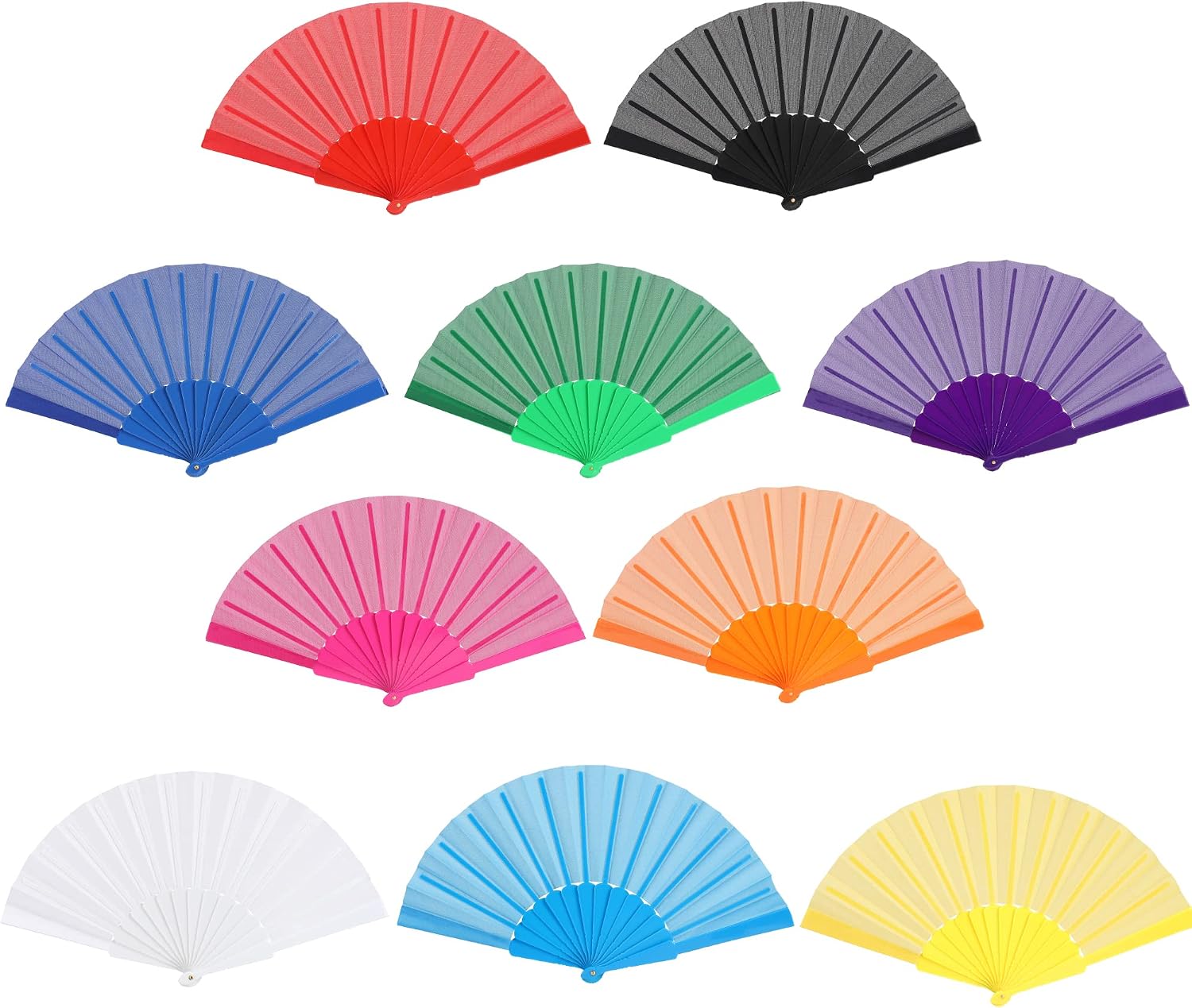 BABEYOND 10 Pcs Silk Folding Fans Handheld Fans Dancing Prop Craft Fan for Wedding Festival Party Decoration