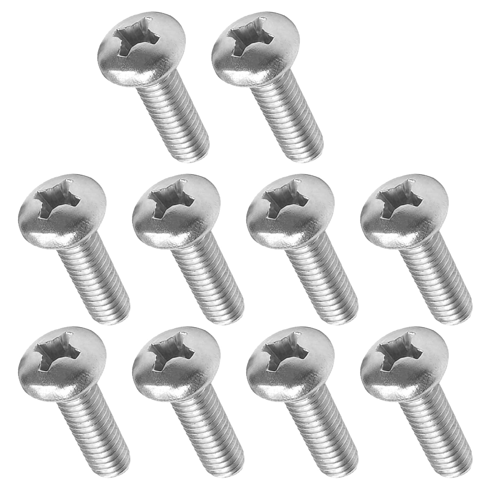 MroMax 10Pcs M6 x 18mm Pan Head Phillips Machine Screws, 304 Stainless Steel 18-8, Fully Thread, Metric Silver Gray Cross Head Screws Bolts