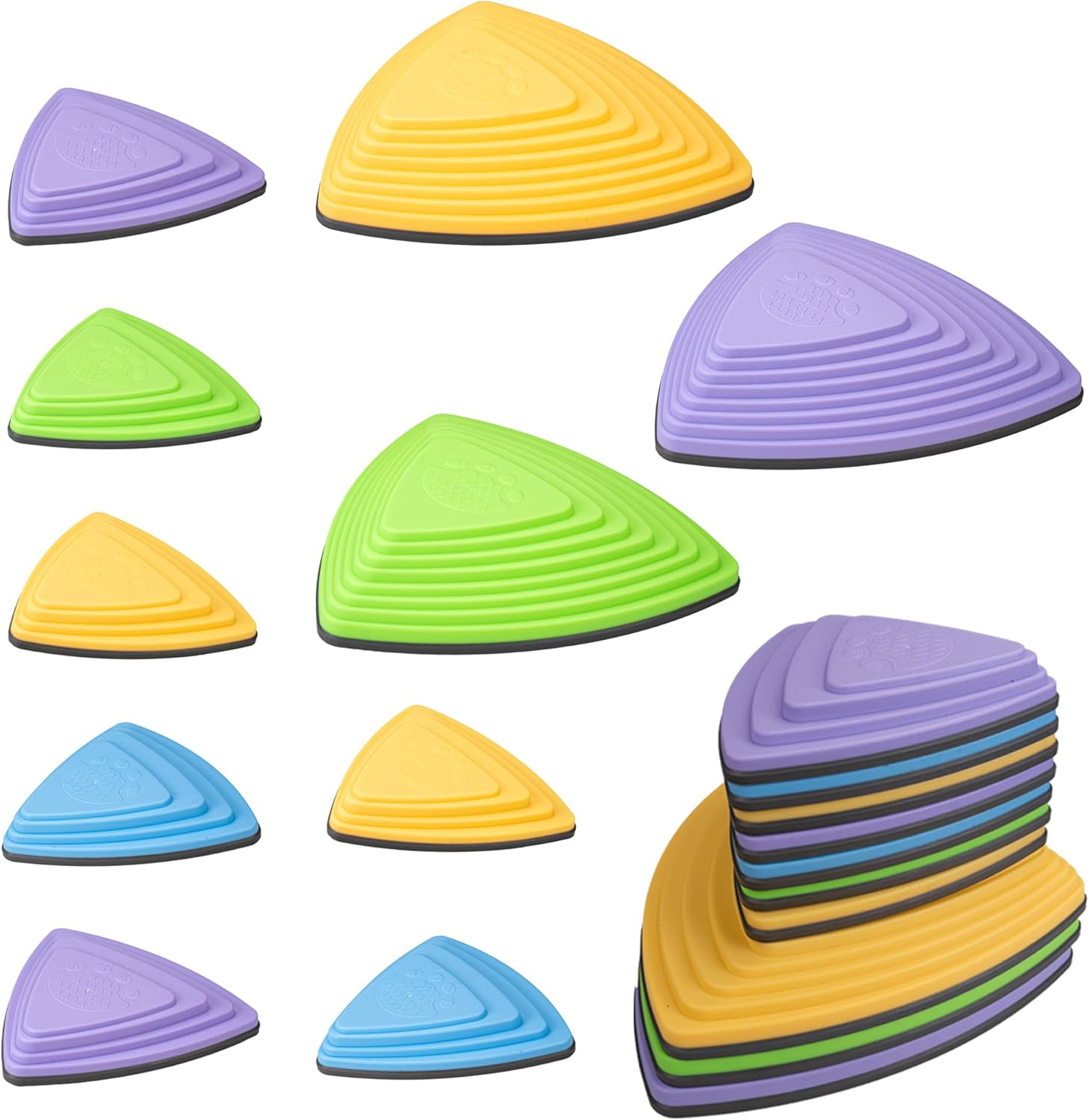 Kids Balance Stepping Stones Multicolor Triangular 10PCS Non-Slip Toddler Stepping Stones for Balance Coordination Ages 3-8 Years