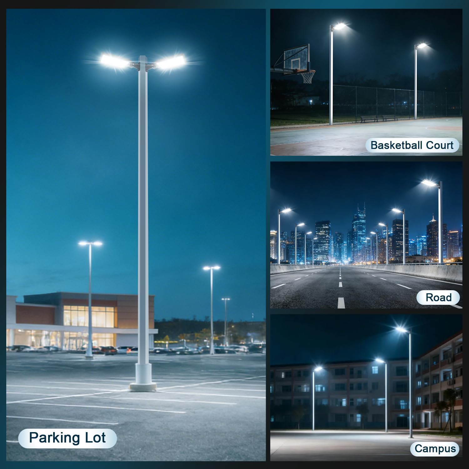 350W LED Parking Lot Light Dusk to Dawn Photocell 5000K Commercial Outdoor Area Light IP65 Waterproof 100-277V 52500LM Wall Mount 3 Pack