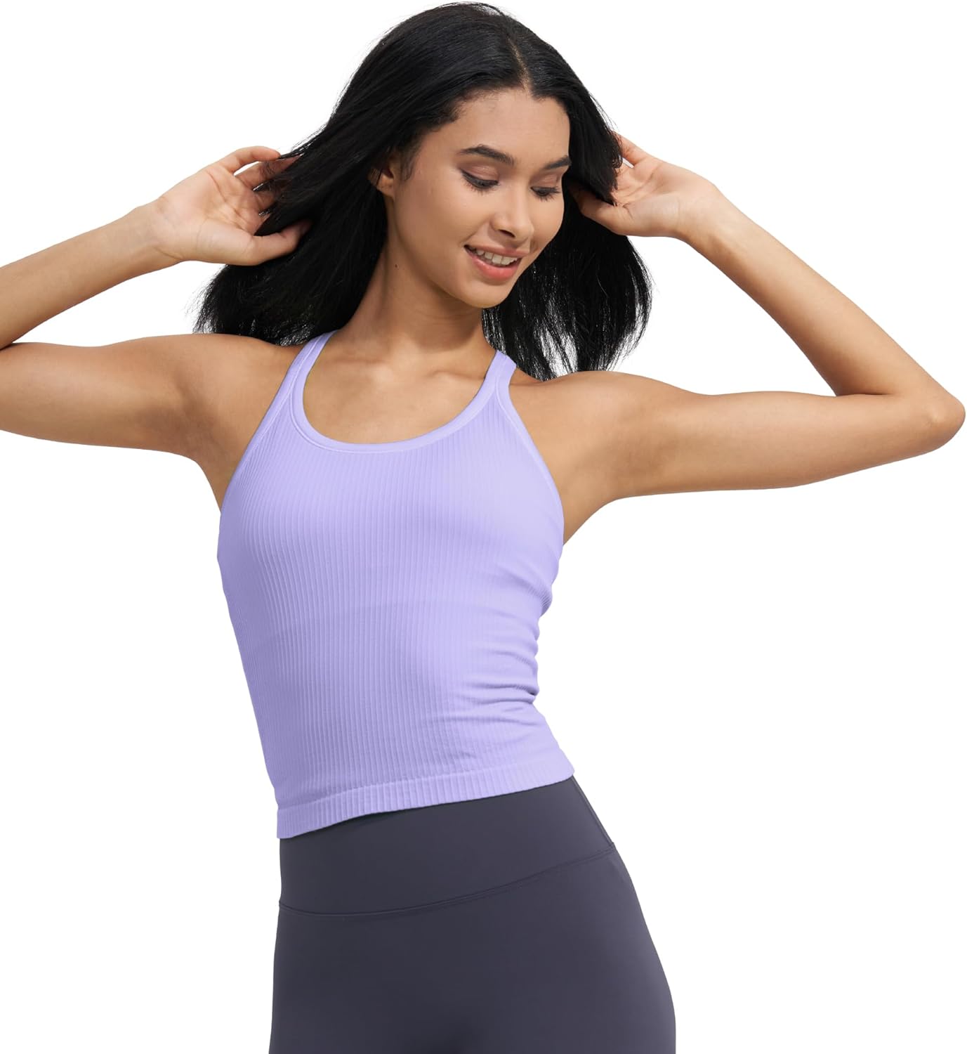 sphinx cat Womens Ribbed Workout Crop Tops with Built in Bra Yoga Racerback Tank Top Slim Fit