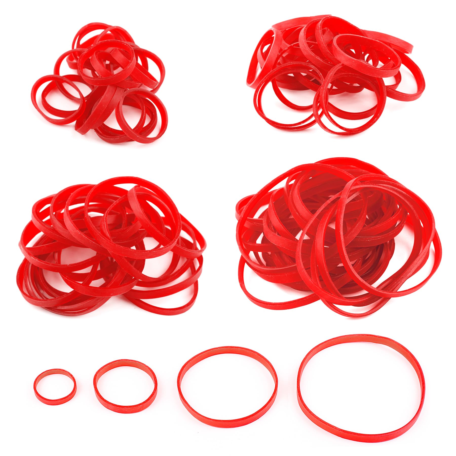 Elastic Bands Heavy Duty 80Pcs Thick rubber bands Natural Strong Money Elastic Bands Wide Rubber Band Stationary Stretchable Bands for Home School Office Workshop Accessories,Red（25/38/50/60 * 5mm）