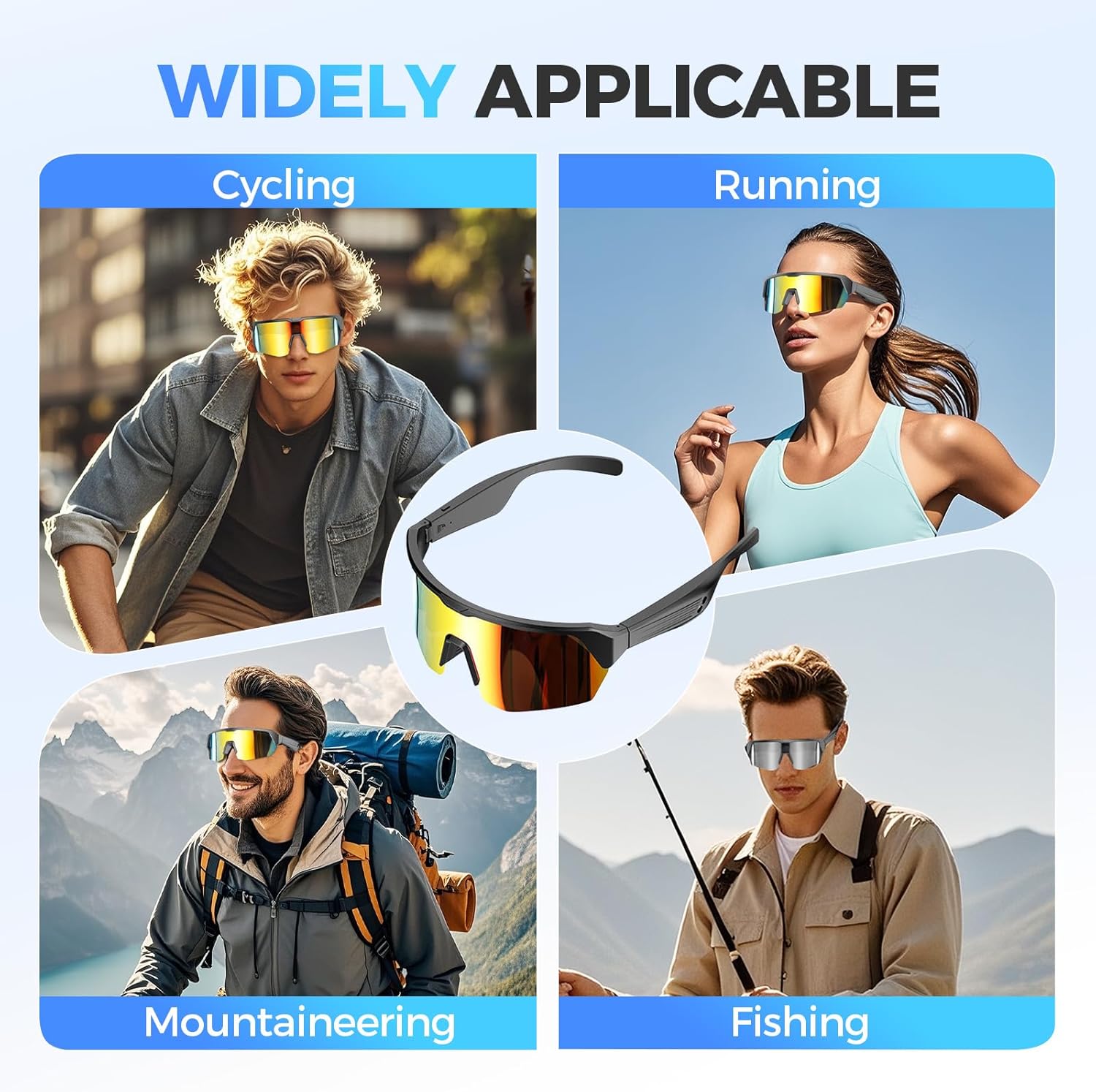 Sport Bluetooth Smart Audio Sunglasses, 2025 Upgrade Smart Sunglasses UV Protection, Bluetooth Music Glasses for Men Women