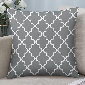 2 Packs Decorative Throw Pillow Covers 18"x18" Square Pillowcase Covers Quatrefoil Grey Modern Farmhouse Soft Cushion Cover for Couch Bed Living Room Home Decor Pillow Case
