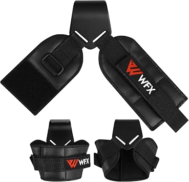 WFX Weight Lifting Reverse Hook Strap Lifting Straps Pair with Neoprene Thick Padded Wrist Wrap Support Non-Slip Rubber Coating Grip For Deadlift Weightlifting Chin Pull Up Exercise Gym Workout