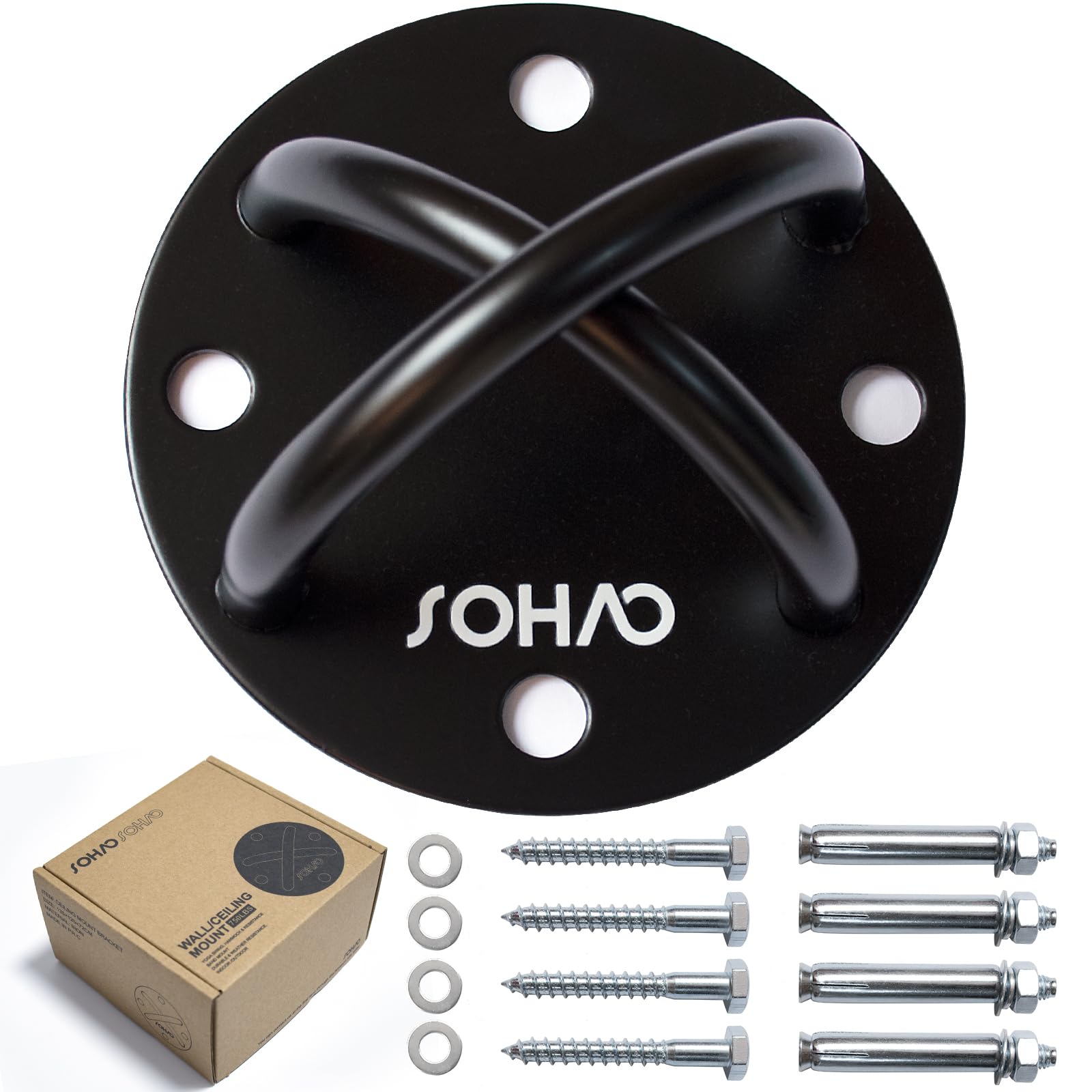 Wall Ceiling Mount Bracket for Suspension Straps, Aerial Yoga Swing &amp; Hammock, Gymnastic Rings, Boxing Punching Bags, Body Strength Gym Equipment and Battle Ropes
