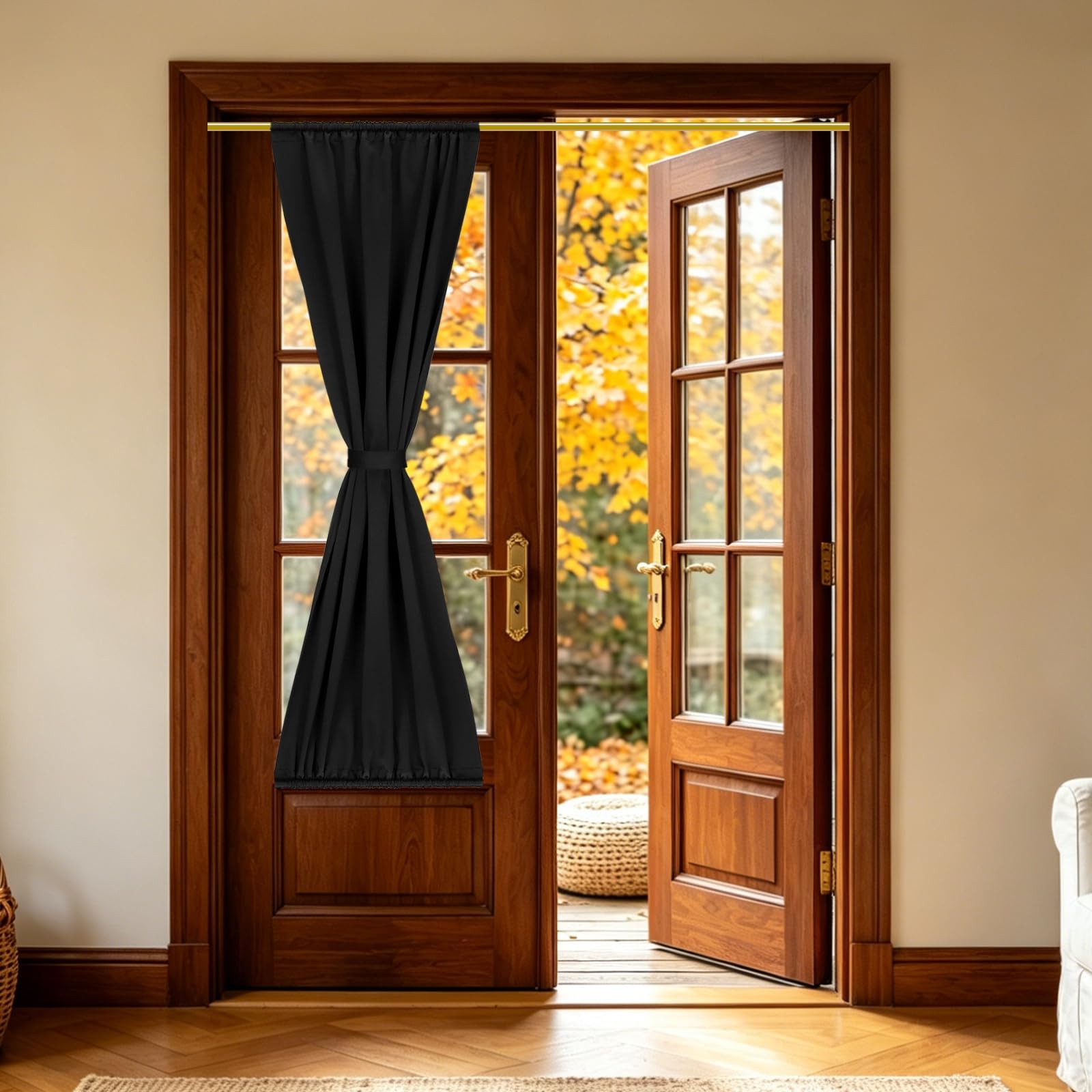 Rideau occultant pour porte d'entrée de cuisine occultation et isolation maison