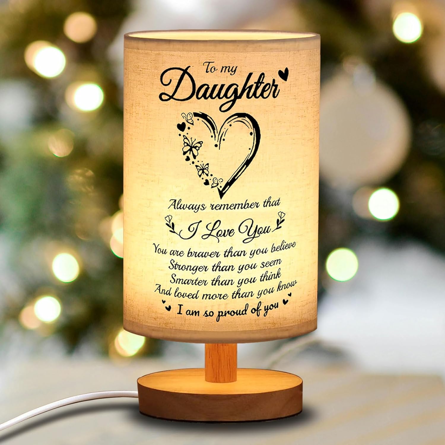 Besoamo Birthday Daughter Gifts from Mom Dad Table Lamp, Christmas Gift for Daughter from Mother Father, Night Light to My Daughter Gift for Mothers Day Graduation Anniversary Wedding