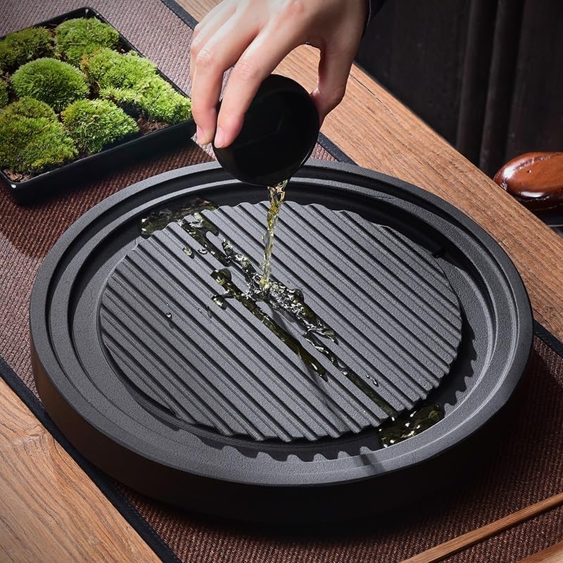 Tea Set Stone Tea Tray Home Modern Simple Drainage Tea Table Dry Tea Tray, Round Tea Tray Office Tea Table Tea Tray Chinese Tea Set(S) ()