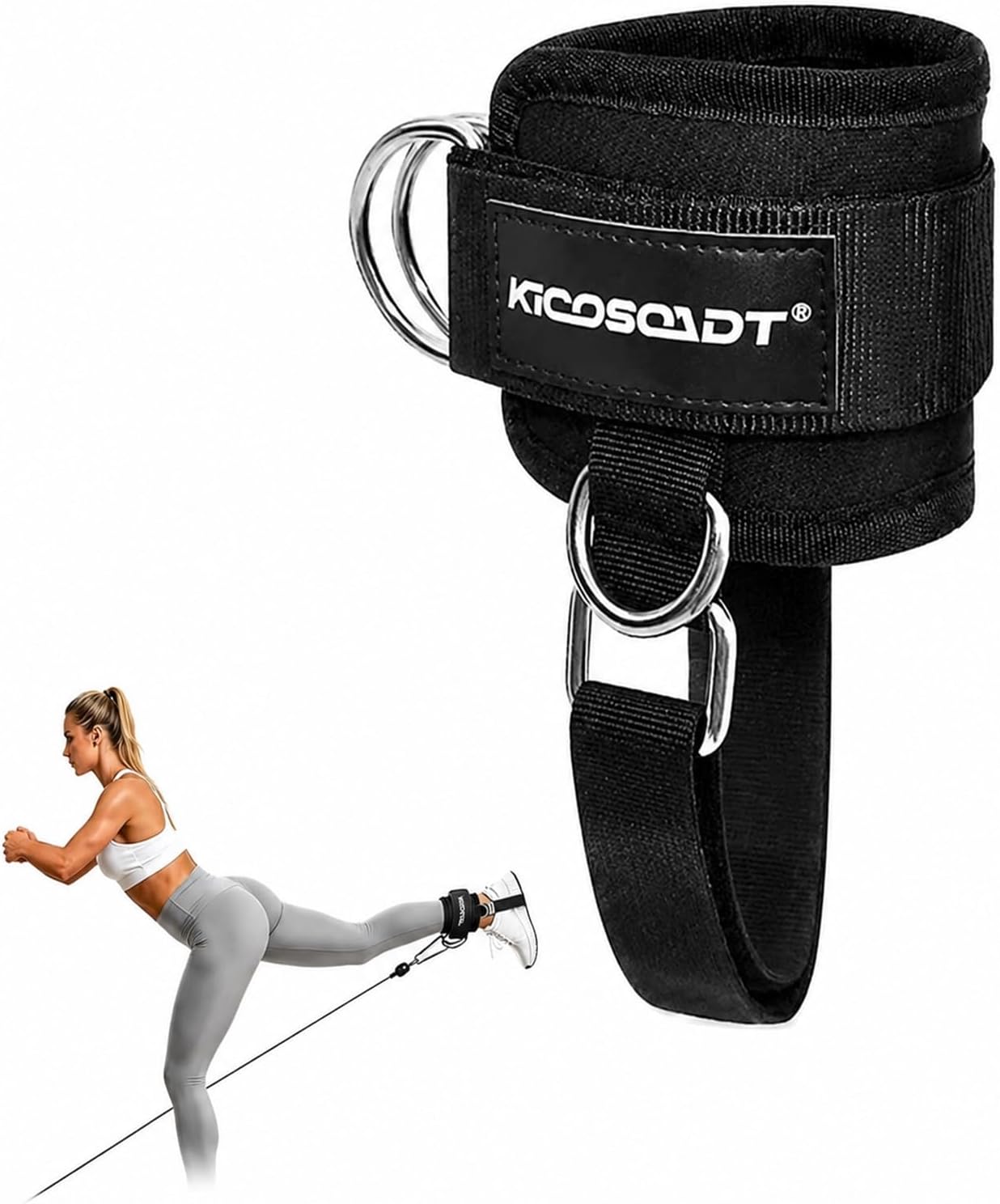 Ankle Straps for Cable Machine Women,Padded Ankle Cuffs with Under-Shoe Support Strap, Cable Kickback Straps for Glute Workouts, Leg Extensions & Hip Abductors