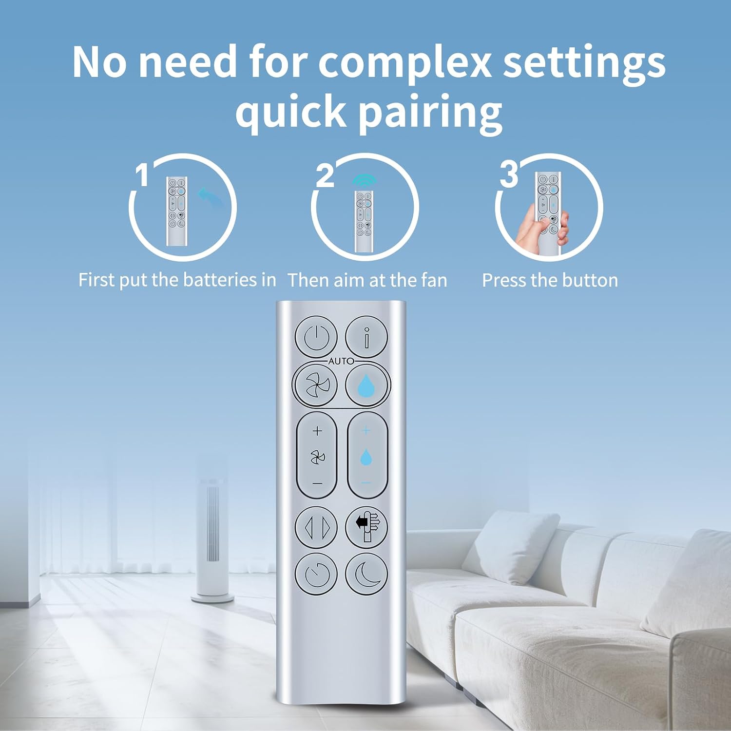 Replacement Remote for Dyson PH01/PH02/PH03/PH04/PH3A Fan-Silvery