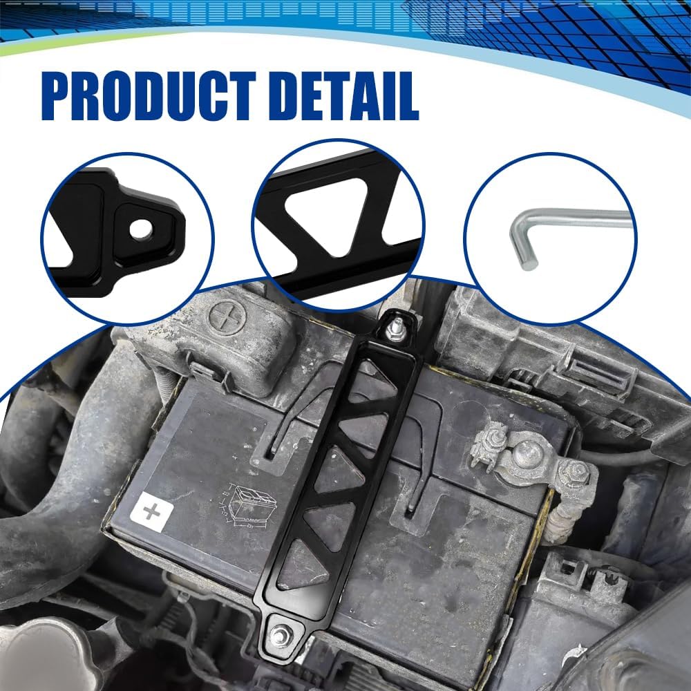 ASUBHA Battery Hold Down Sets, Aluminum Alloy Battery Tie Down Mount Bracket, Battery Hold Down Bracket with J Bolts, Universal 8.5" Triangular Five-Hole Car Battery Holder Kit for Car, SUV, RV