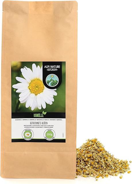 Chamomile blossoms (250g, 8.8oz), loose chamomile tea, premium quality only blossoms, chamomile tea whole blossoms, gently dried, 100% pure and natural, chamomile tea