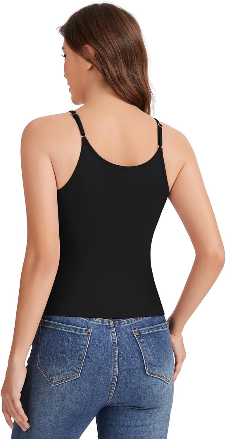 CORSKI Camisole Tops for Women Sleeveless Adjustable Spaghetti Strap Tank Tops Y2K Basic Shirts - Image 2
