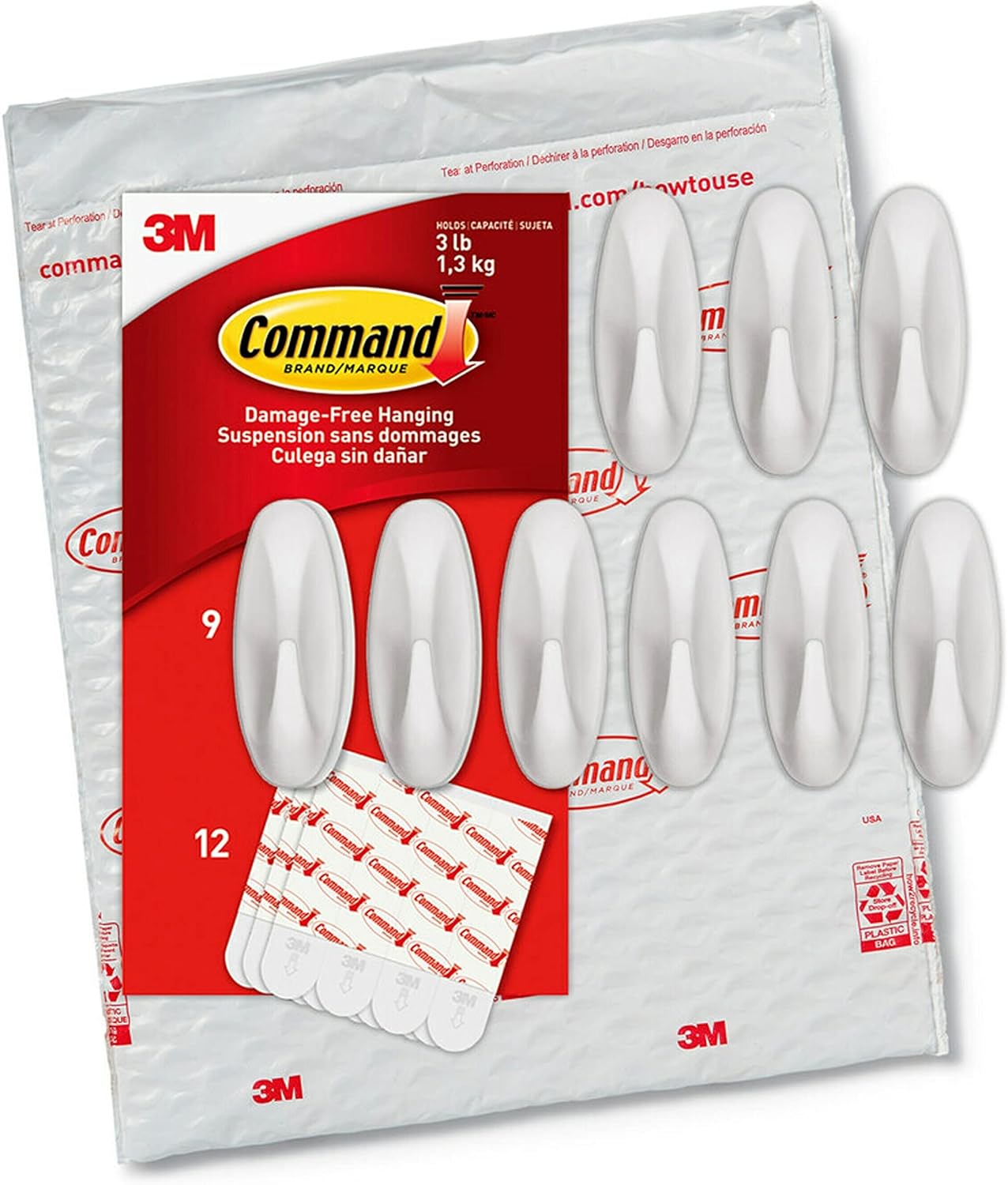 Command Medium Designer Hooks, White, 9-Hooks, 12-Strips, Organize & Decorate Damage-Free : Home & Kitchen