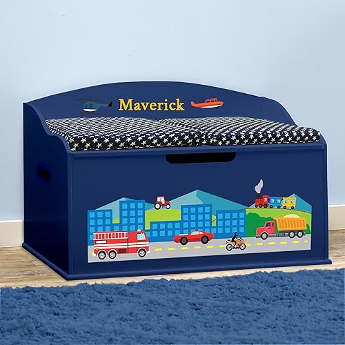 Miniatura 3 de DIBSIES Caja de juguetes personalizada Creative Wonders (coches, camiones, aviones y trenes, azul)