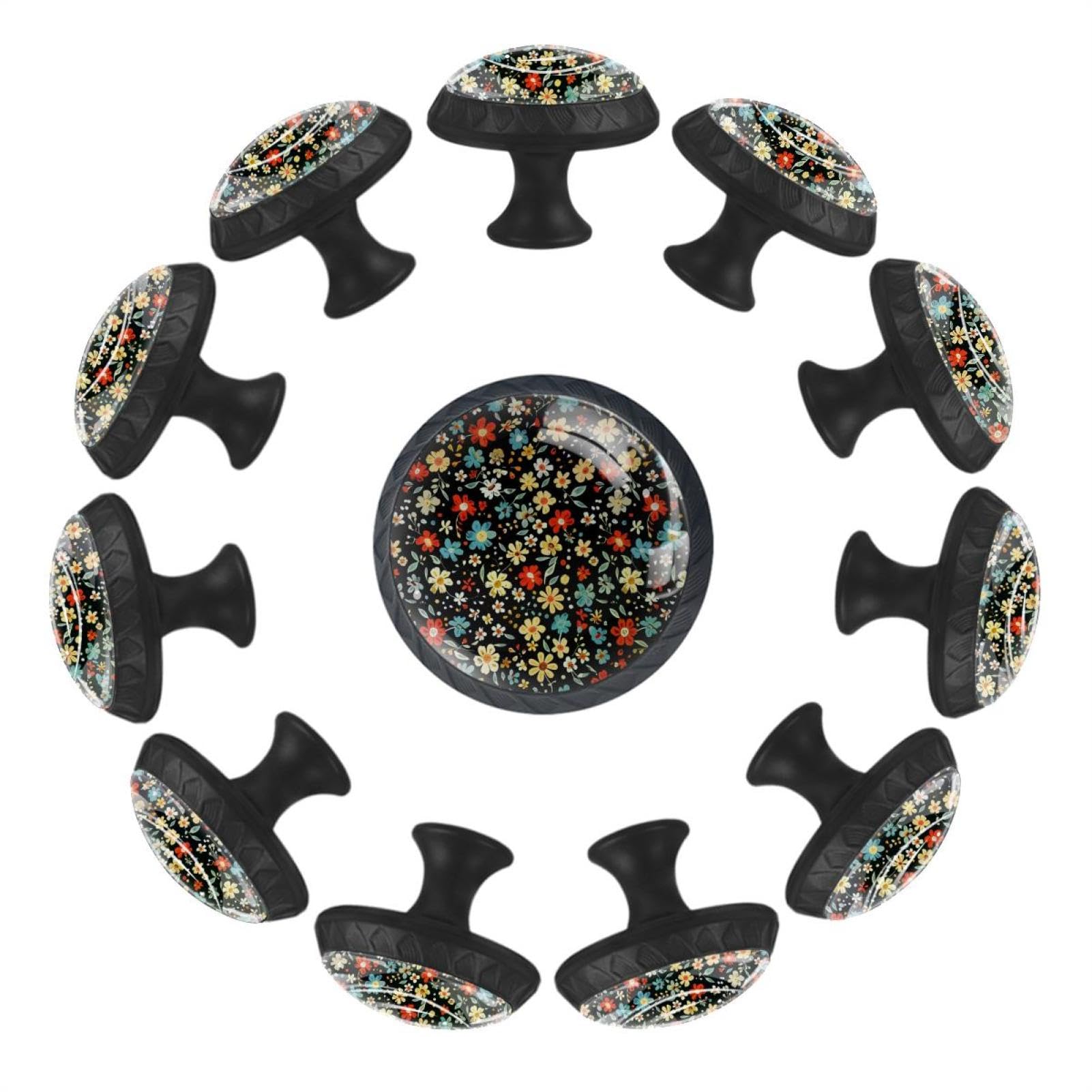 Lot de boutons de meubles ronds avec poignée tiroir commode armoire motif floral