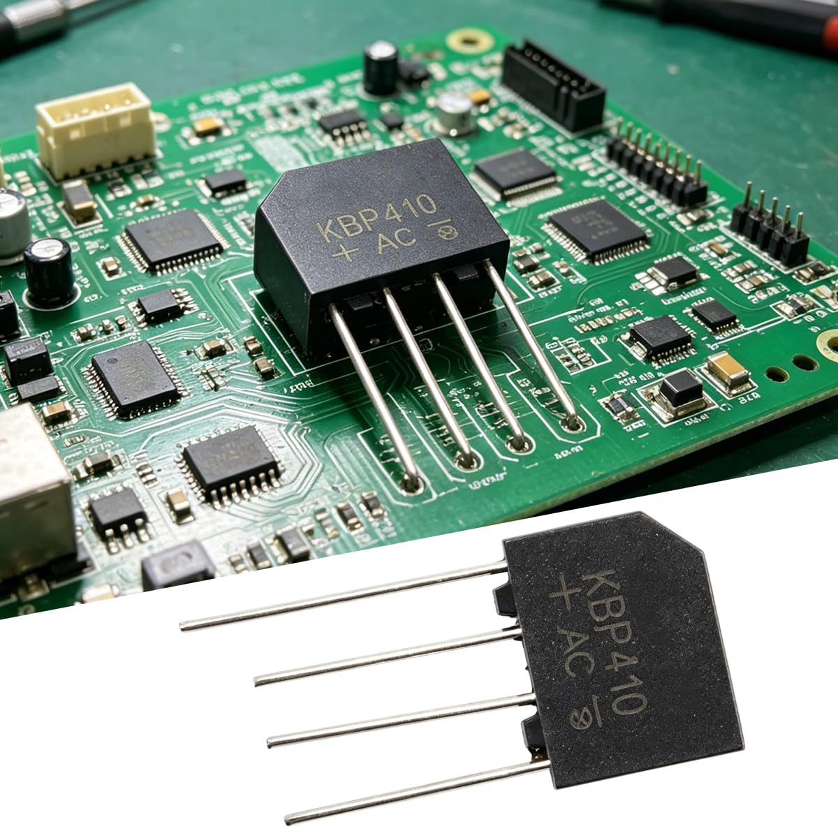 KBP410 - 10 diodi raddrizzatori a ponte monofase, 1000 V/4 A, onda intera, 4 Ampere, 1000 Volt, diodi elettronici al silicio, 4 pin