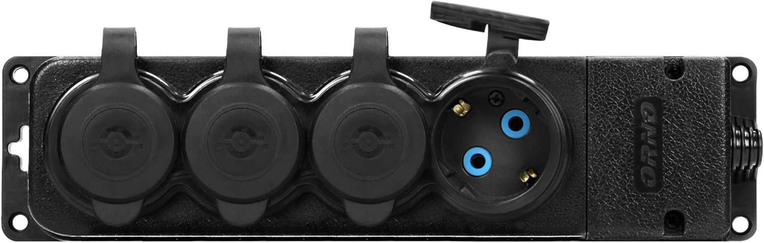 ORNO 4-Way Power Strip with one cover open