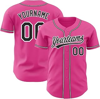 Baseball Jersey Customized, Printed Stitched Personalized Name Number, Pink Black White Sports Uniform for Men Youth Women