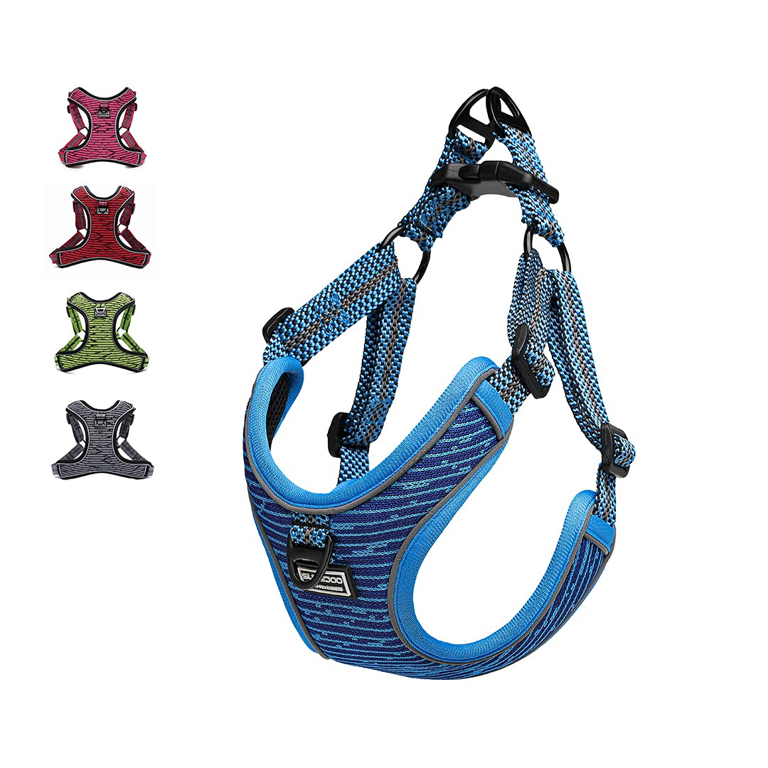 Suredoo Arnés Perro Reflectante Ajustable, Arnés Antitirones Suave Acolchado Cómodo Transpirable Arnés Chaleco para Cachorros Perros Pequeños Mediano (XS, Azul)