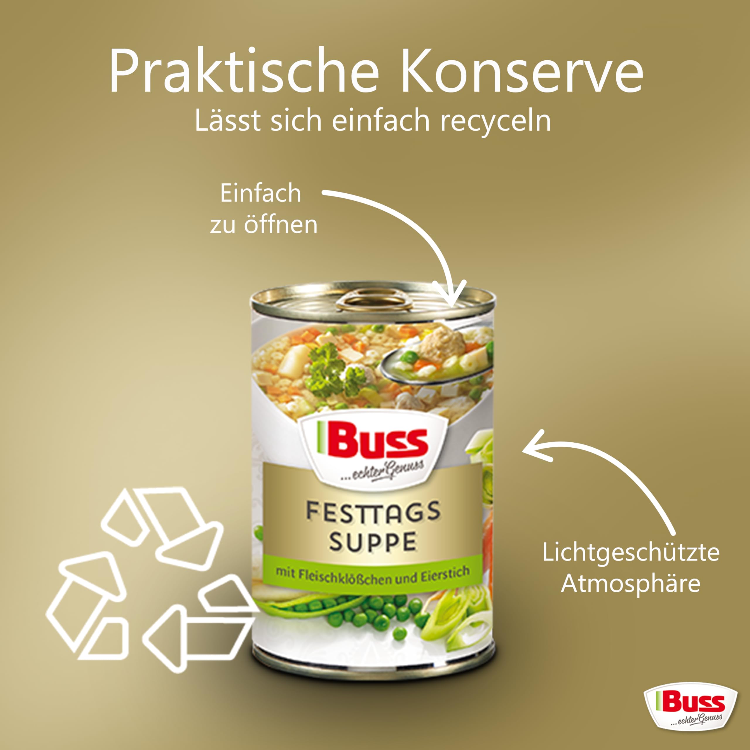 Leckere Gemüsesuppe mit Eierstich und Nudeln - Schnelle Fertiggerichte zum Aufwärmen in Mikrowelle & Topf - Lange haltbar