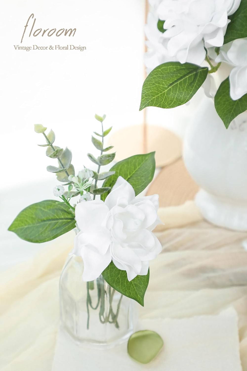 Floroom Artificial Gardenia Flowers 2.7" 25pcs Real Looking White Foam Fake Flowers with Stems for DIY Wedding Bouquets Bridal Shower Centerpieces Floral Arrangements Party Tables Home Decorations - Image 4
