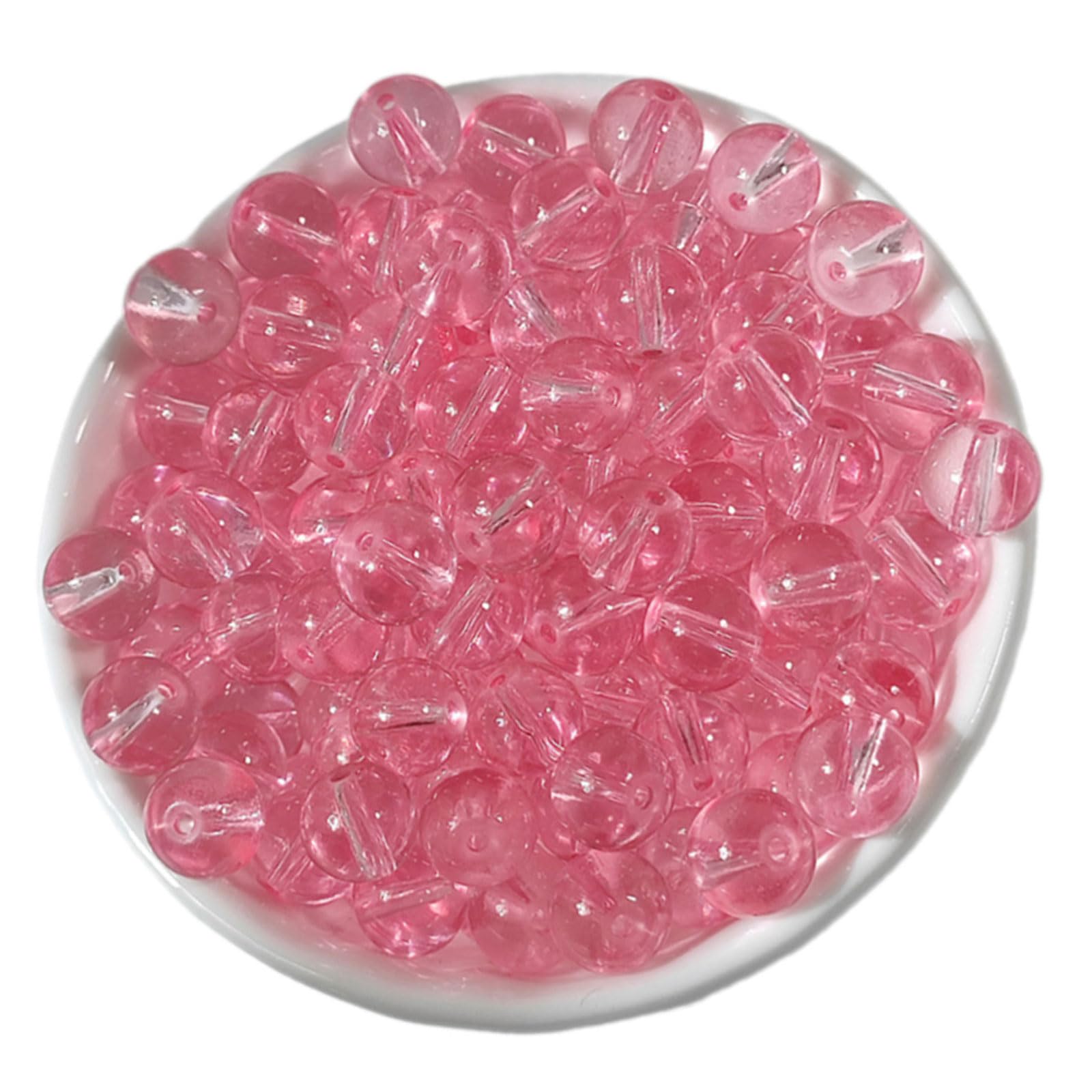 Carotoe Red 100Pcs 8Mm Clear Beads Round Glass Beads With Hole Easy Threading For Jewelry Crafting Bracelets Making Accessories Crystal