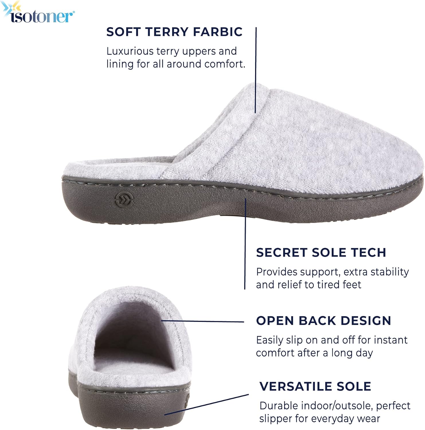 Vista 2 de isotoner Zuecos bordados para mujer, Blanco