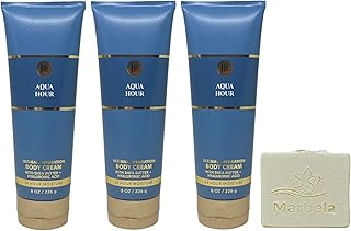 Aqua Hour 3 Pack Body Cream Bundle with a Natural Oats Bar Soap - Full Size