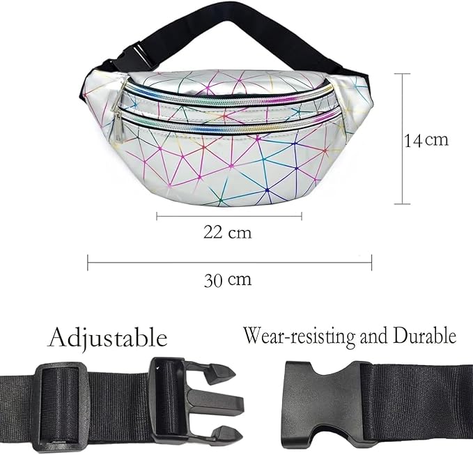 Sac Banane Enfant Papillon Noir - Holographique Et Réglable - Pour Festivals, Voyages Ou Fêtes