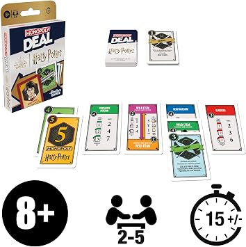 Monopoly Hasbro Gaming Deal: Harry Potter Edition Card Game, Fast Family Party Game for 2–5 Players, Ages 8+, Quick to Learn & Replay, Compact Travel Game, Perfect Fun for Potter Fans