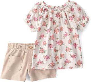 Carter's Girl 2-Piece Floral Top & Short Set | Cotton Casual Outfit for Toddlers | Comfortable Everyday Playwear Set | Sum... Price In India