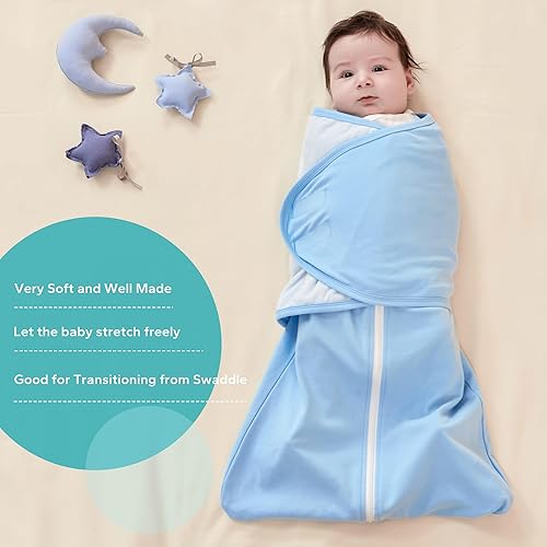 Miniatura 2 de ZIGJOY Saco de dormir para bebé de 0.5 TOG, manta portátil 100% algodón ajustable de 3 vías para recién nacido, saco de dormir de transición para