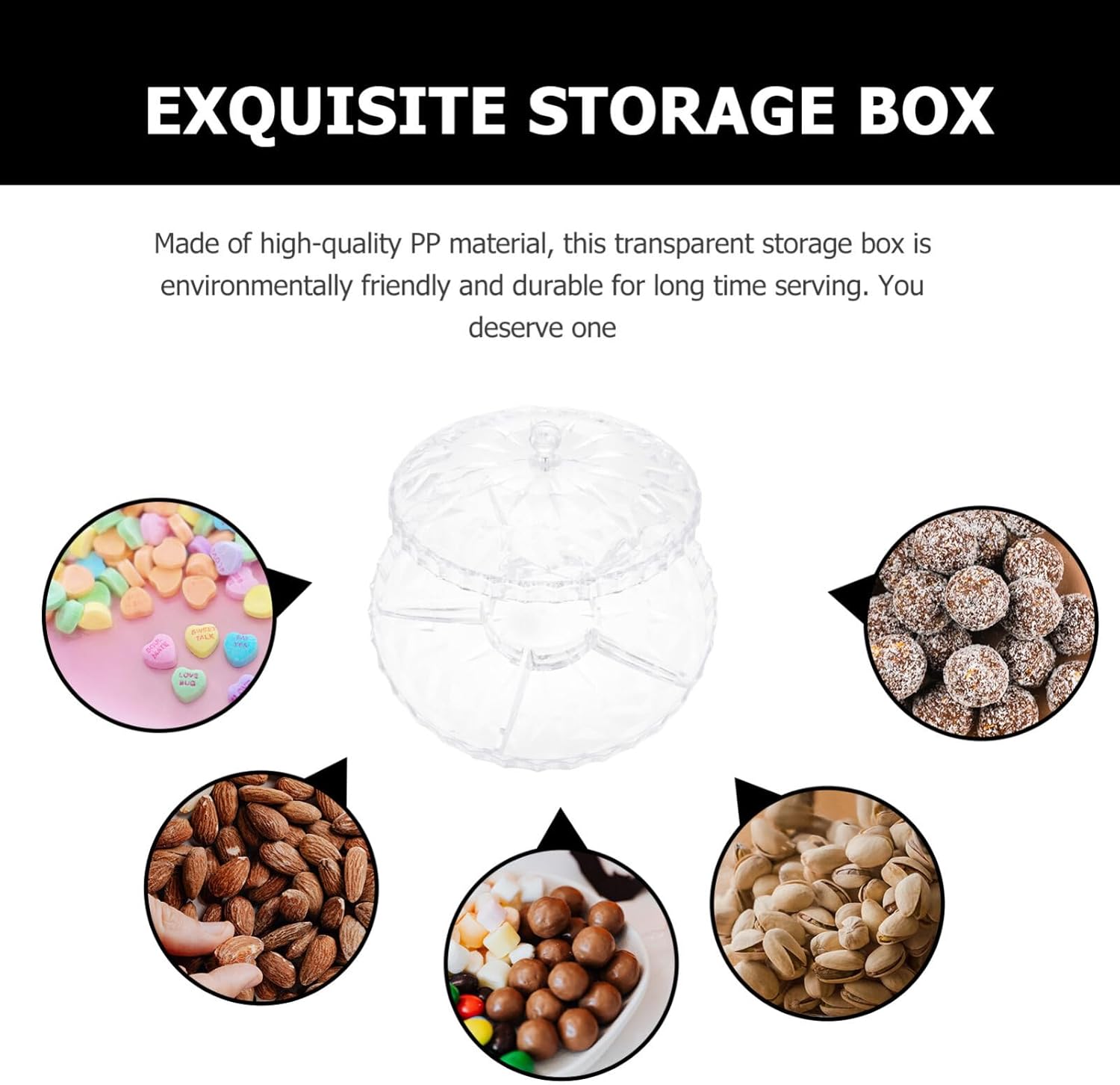 Cabilock Veggie Dip Compartment Serving Trays for Food Glass Snack Serving Tray with Lid Decorative Appetizer Tray Serving Plates Round Dishes for Dried Fruits Nuts Candies Fruits Tray