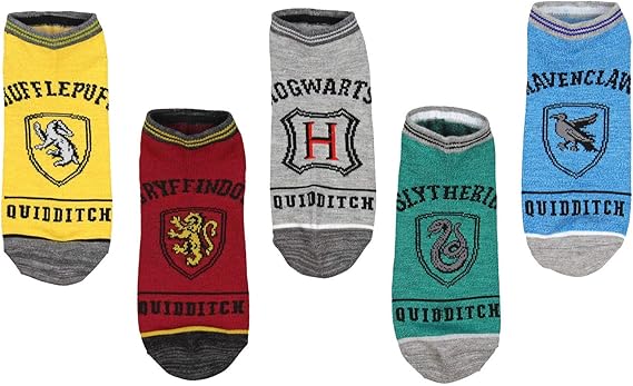 人気の新作 並行輸入品 ハリーポッターソックス 大人用 ホグワーツ Quidditch ノーショウ アンクルソックス 5パック 靴下