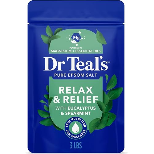 Dr Teal's Epsom Salt Magnesium Soak, Relax & Relief with Eucalyptus & Spearmint Essential Oils, 3 lbs