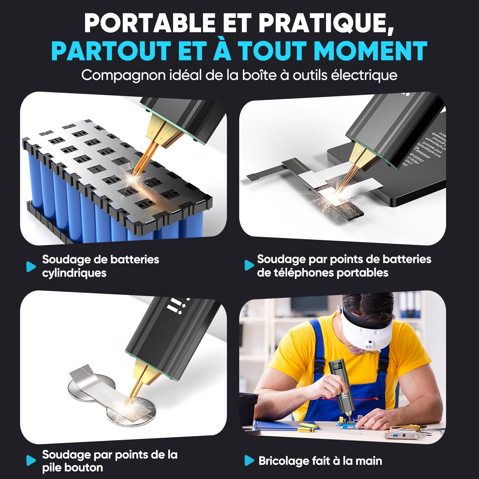 SEESII Soudeur par Points - Soudeuse par Points avec Batterie pour Feuilles de 0,1-0,2 mm Nickel, Fer, Acier Inoxydable (SE-209)