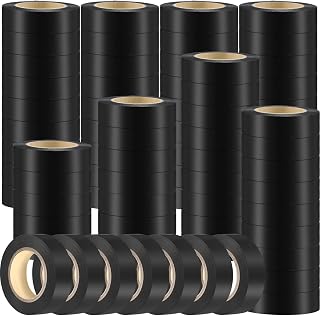 Qilery 60 Pack Waterproof Electrical Tape 3/4" x 65ft Black - 600V Insulating Wire Tape for Home, Outdoor, All-Weather Use