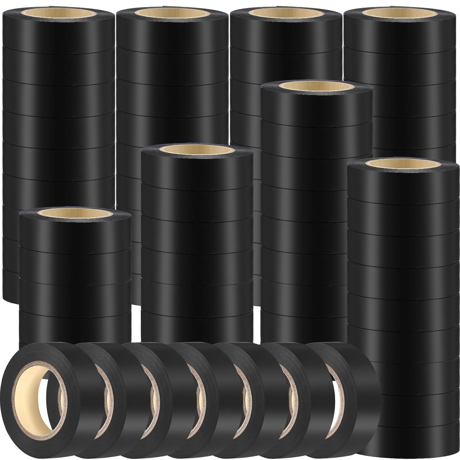 Qilery 60 Pack Waterproof Electrical Tape 3/4" x 65ft Black - 600V Insulating Wire Tape for Home, Outdoor, All-Weather Use