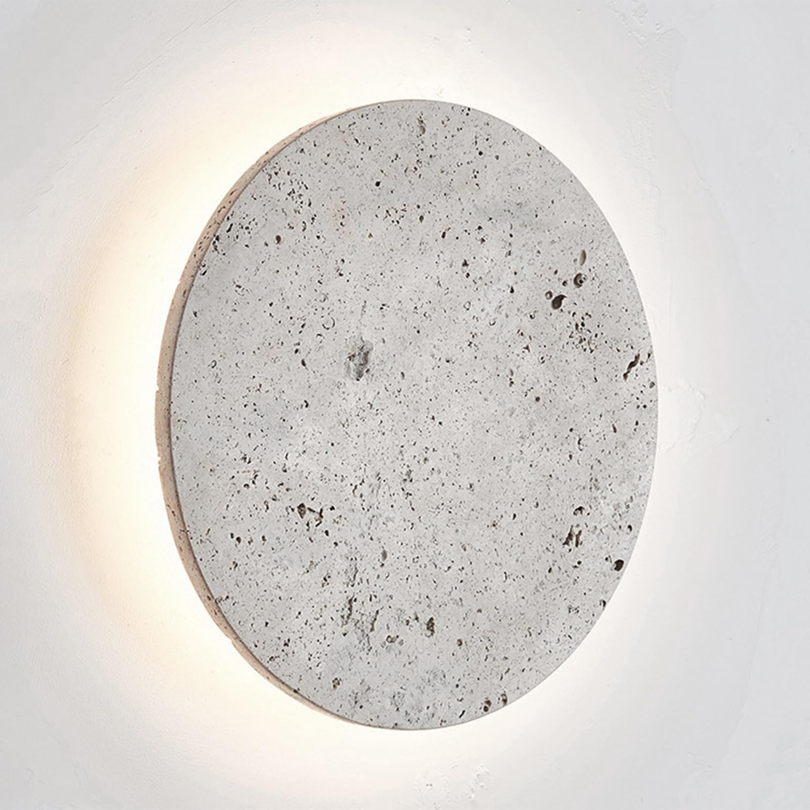 Styl skandynawski lampa ścienna z kamienia naturalny żółty trawertyn abażur kinkiet ścienny okrągły kryty wewnętrzne kinkiety do salonu jadalnia korytarz gabinet dekoracja oświetlenia domu(4000K)